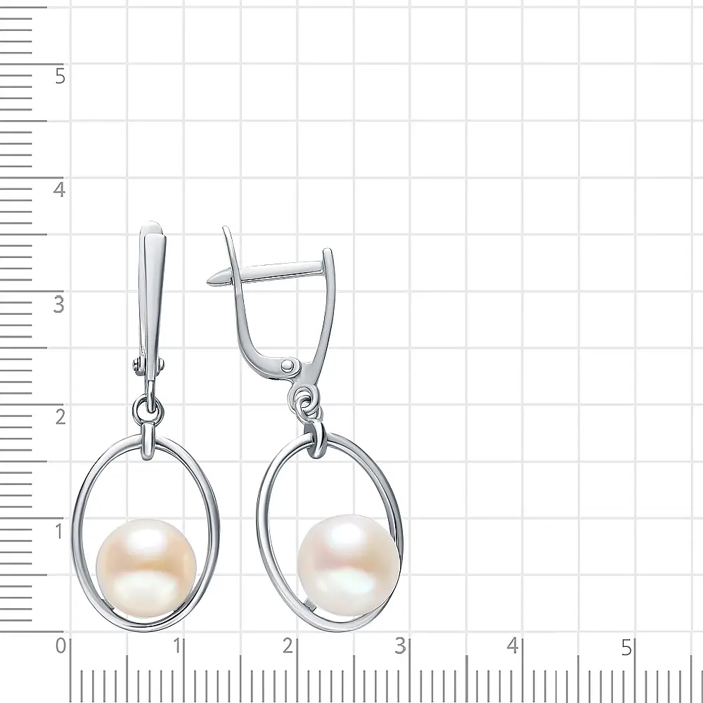 Серьги с культивированным жемчугом из серебра 925 пробы 2