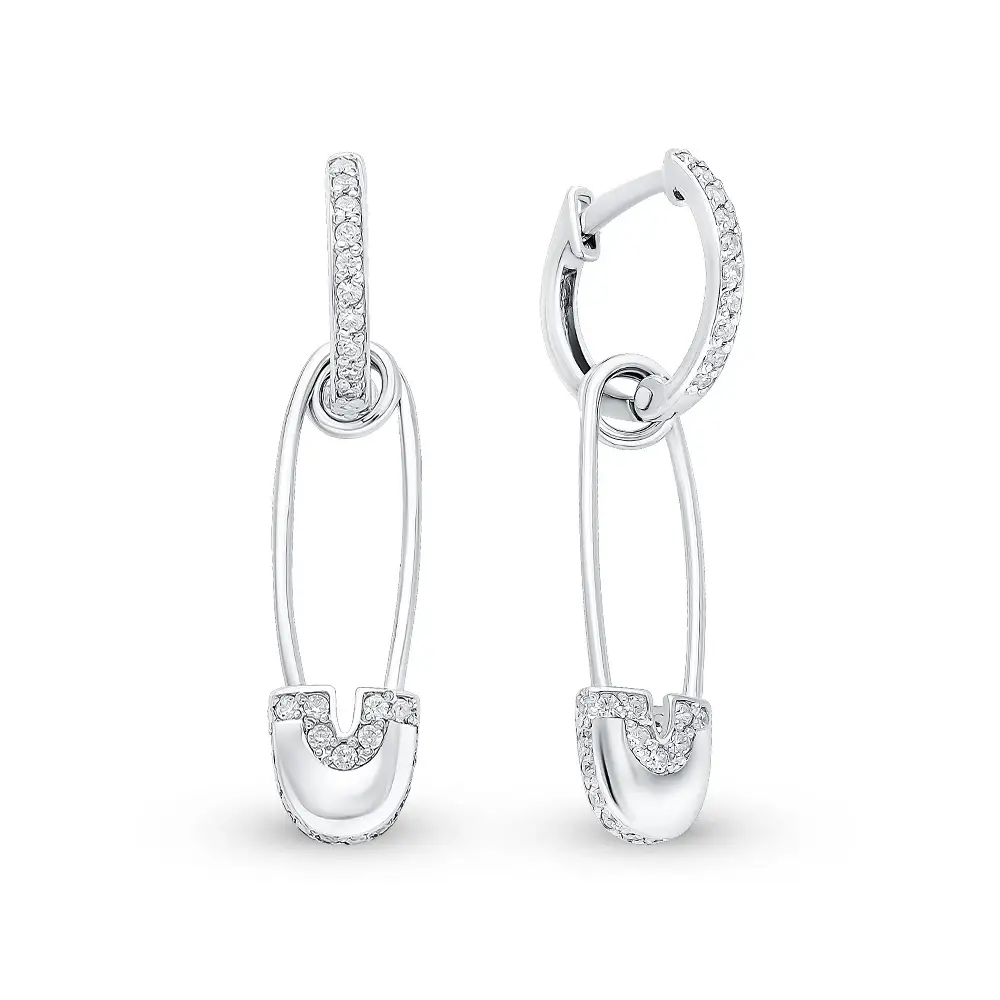 Серьги с фианитами из серебра 925 пробы