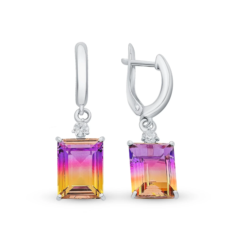 Серьги с фианитами из серебра 925 пробы 1