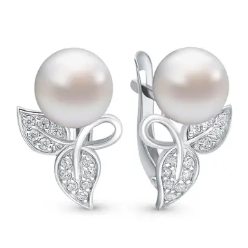 Серьги с культивированным жемчугом из серебра 925 пробы