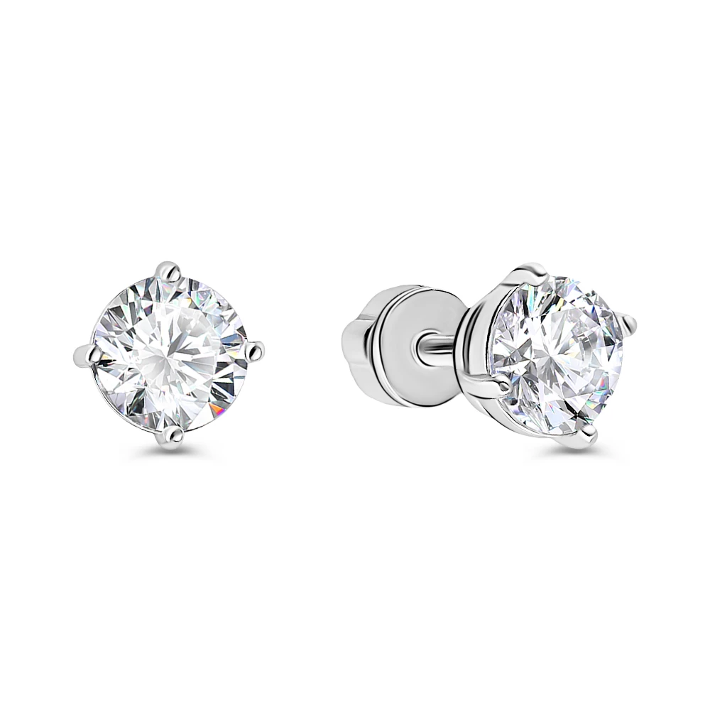 Серьги с фианитами из серебра 925 пробы
