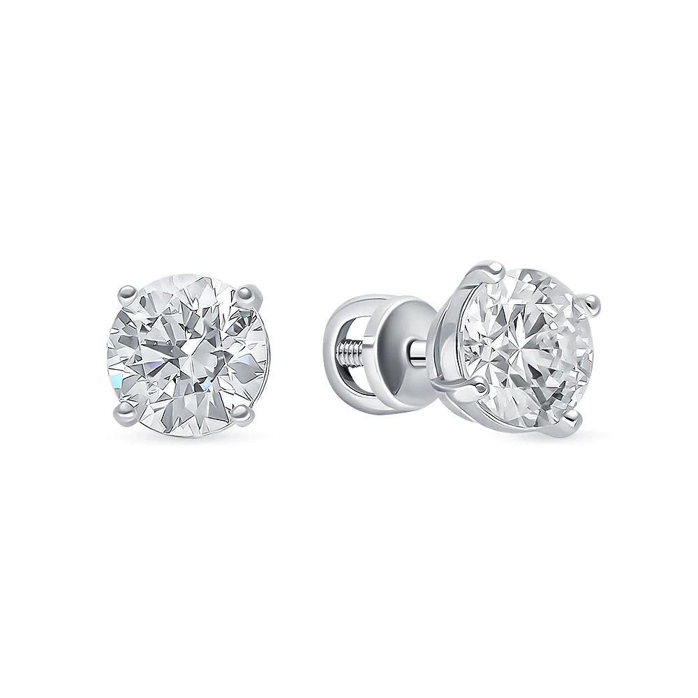 Серьги с фианитами из серебра 925 пробы