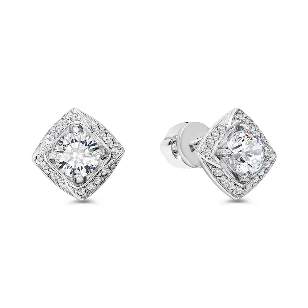 Серьги с фианитами из серебра 925 пробы