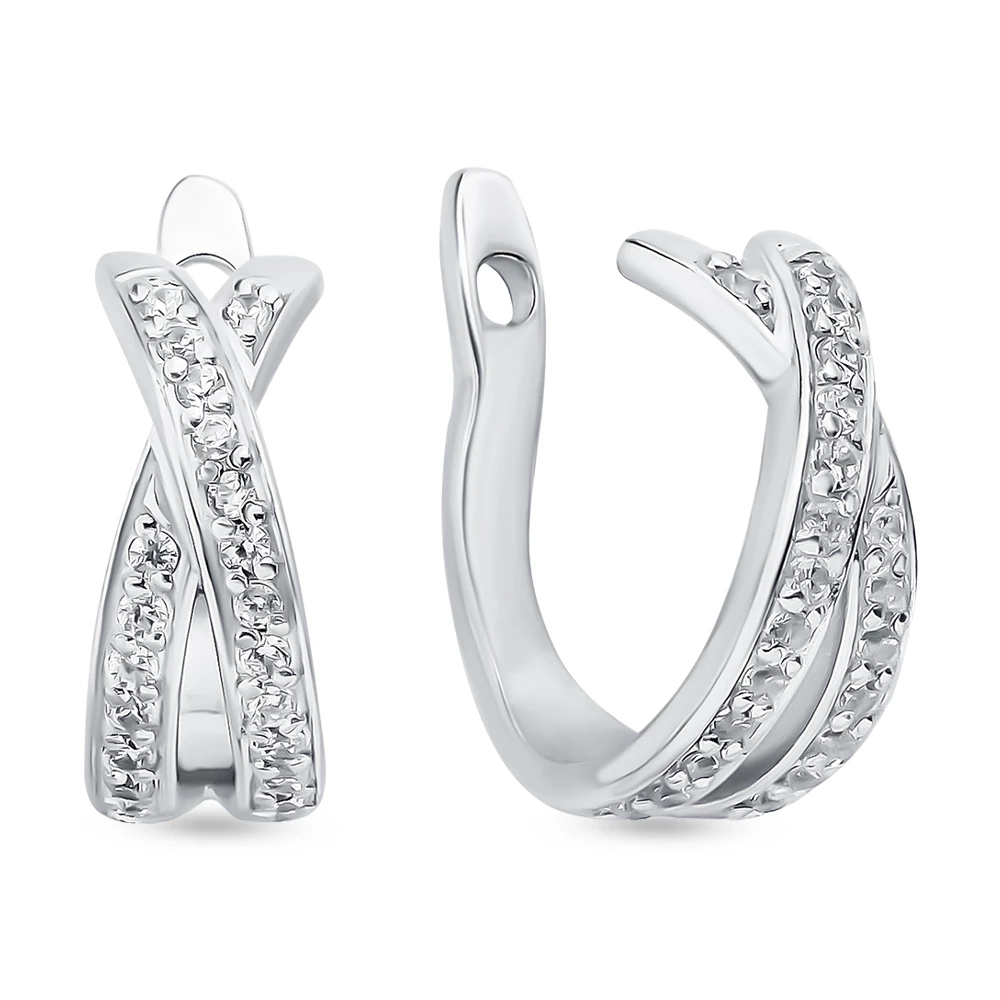 Серьги с фианитами из серебра 925 пробы 1