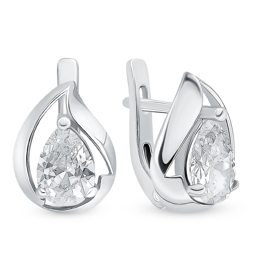 Серьги с фианитами из серебра 925 пробы 1