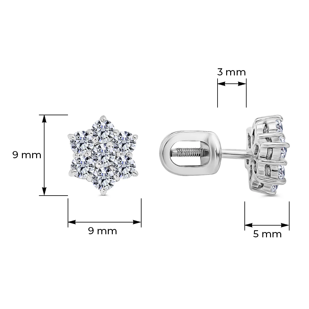 Серьги с фианитами из серебра 925 пробы