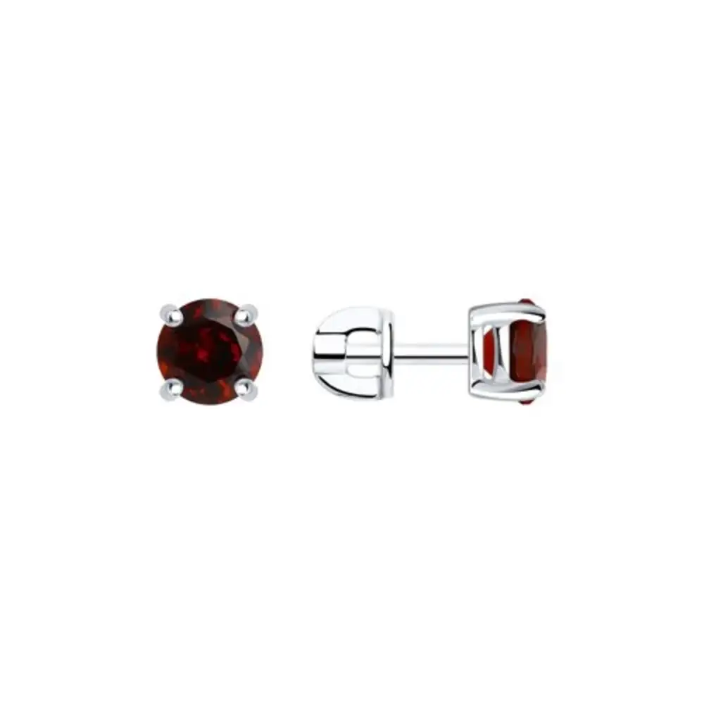 Серьги с гранатами из серебра 925 пробы 1