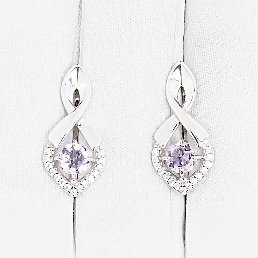 Серьги с аметистами из серебра 925 пробы 2