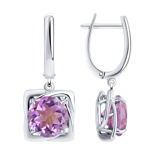 Серьги с аметистами из серебра 925 пробы 2