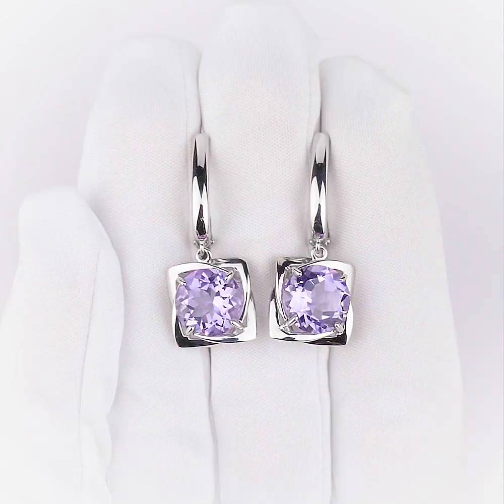 Серьги с аметистами из серебра 925 пробы 1