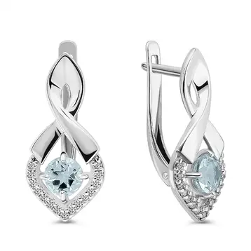 Серьги с топазами из серебра 925 пробы