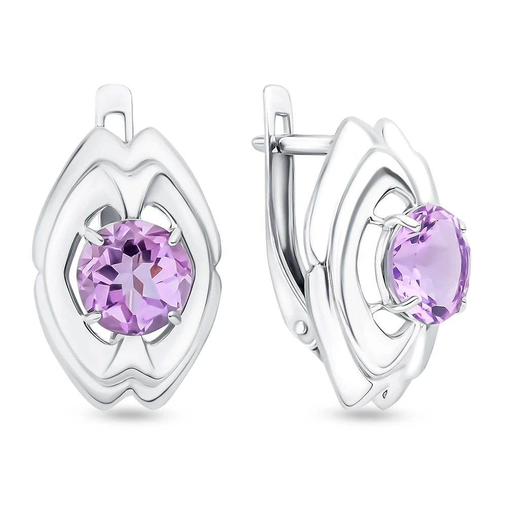 Серьги с аметистами из серебра 925 пробы 1