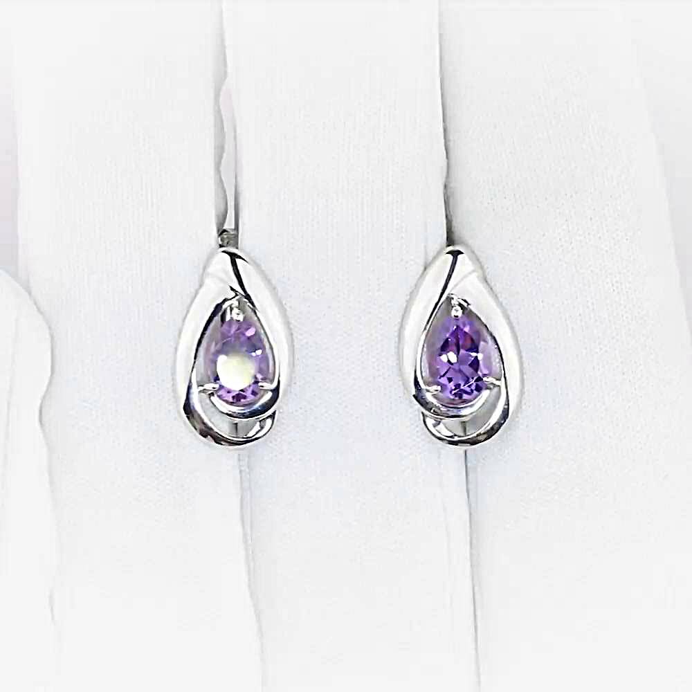 Серьги с аметистами из серебра 925 пробы 1