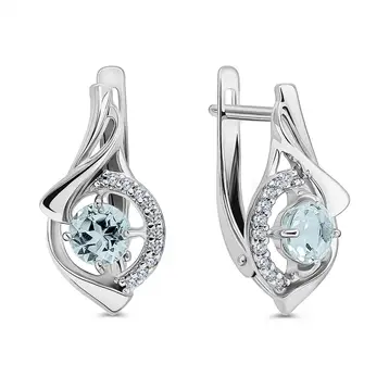 Серьги с топазами из серебра 925 пробы
