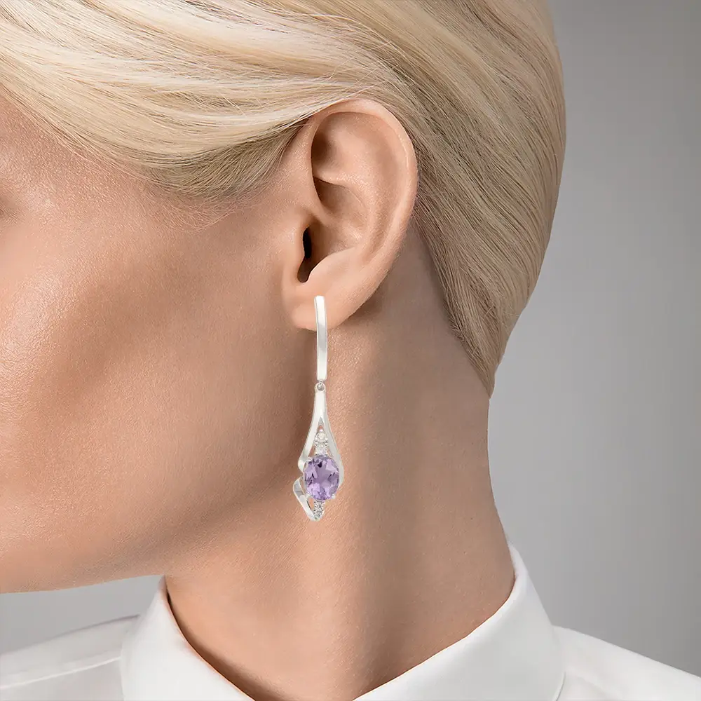 Серьги с аметистами из серебра 925 пробы 4