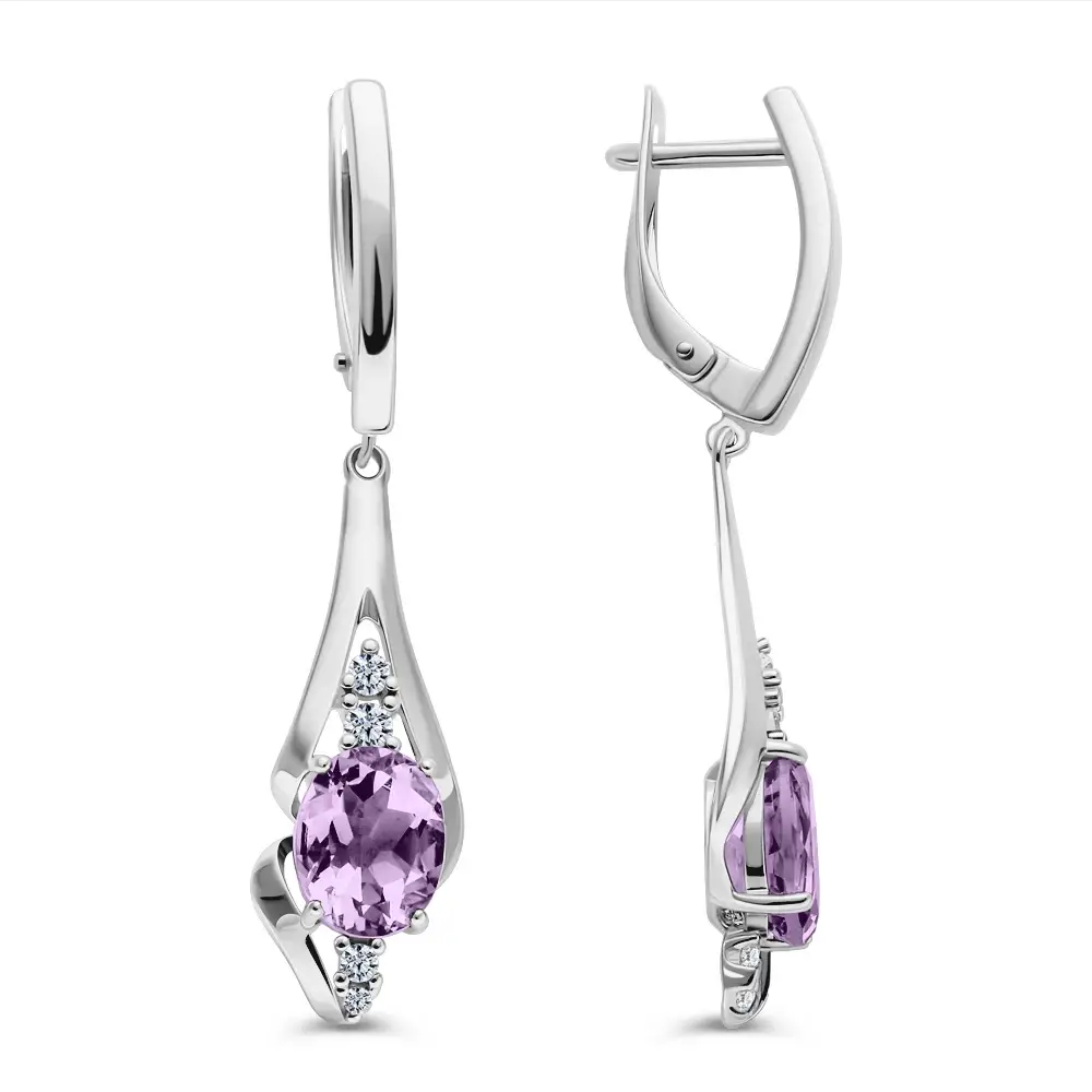 Серьги с аметистами из серебра 925 пробы 3