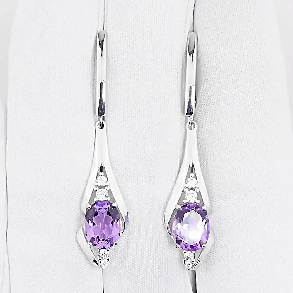 Серьги с аметистами из серебра 925 пробы 2