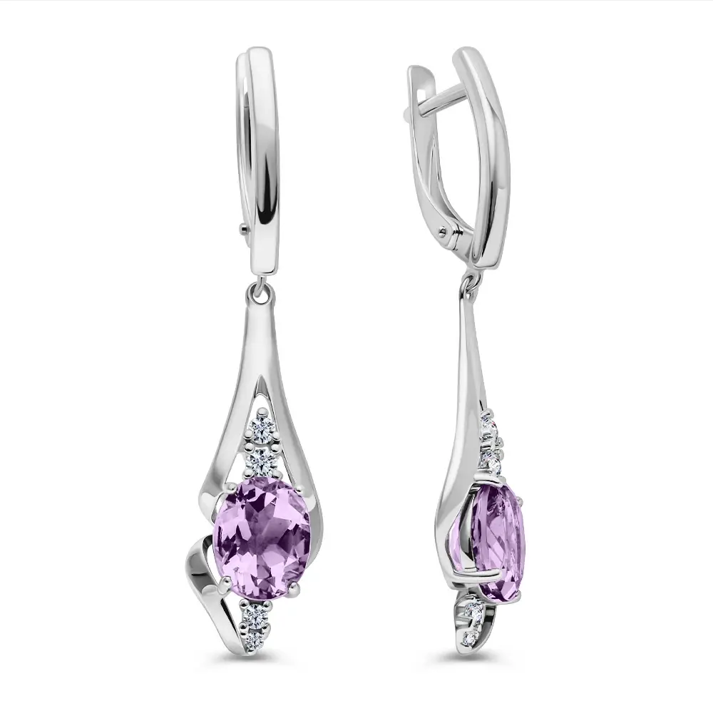 Серьги с аметистами из серебра 925 пробы 1