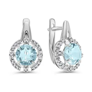 Серьги с топазами из серебра 925 пробы