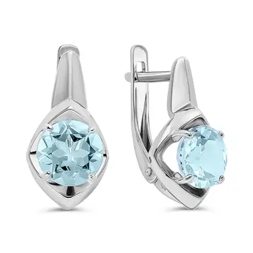 Серьги с топазами из серебра 925 пробы