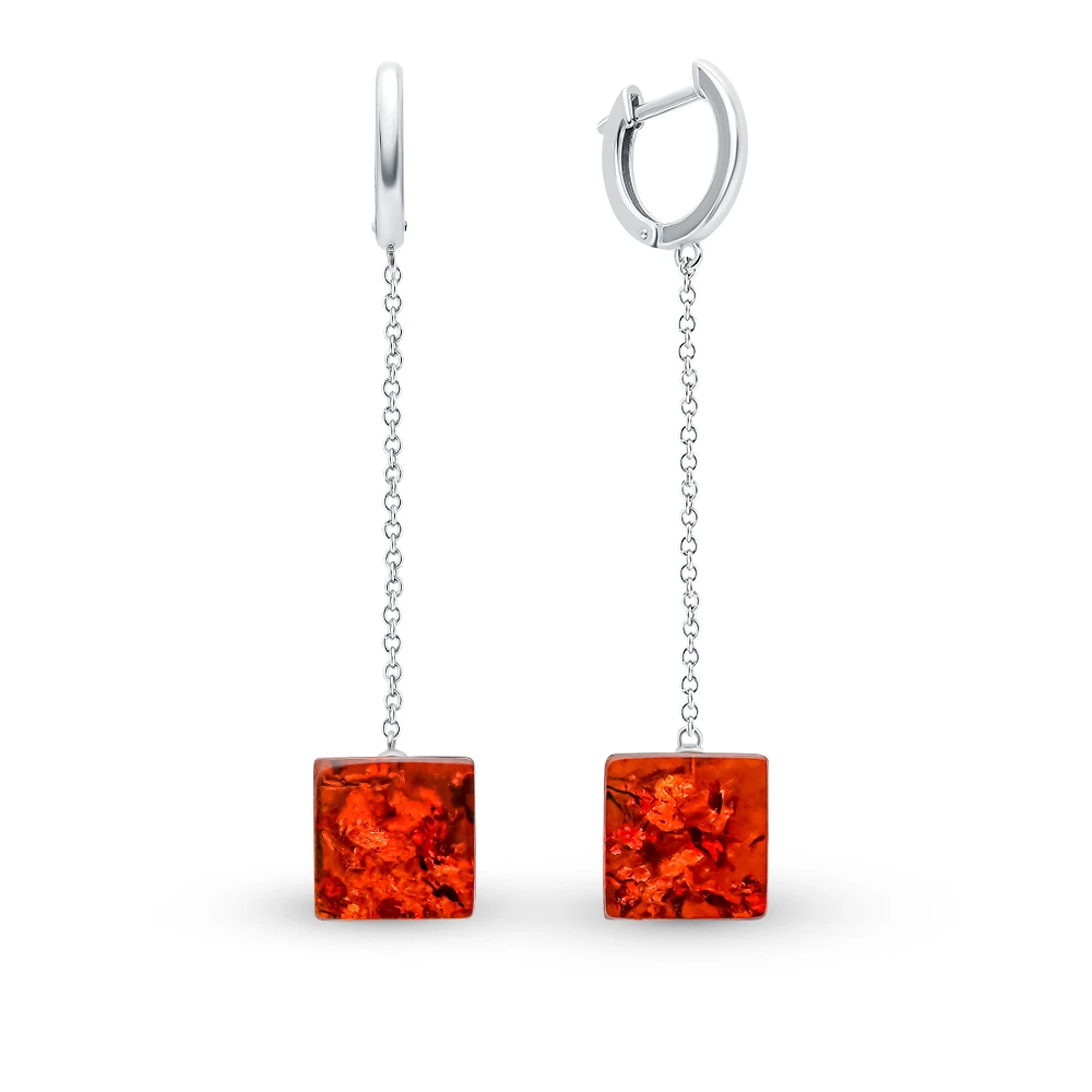 Серьги с янтарем из серебра 925 пробы 1