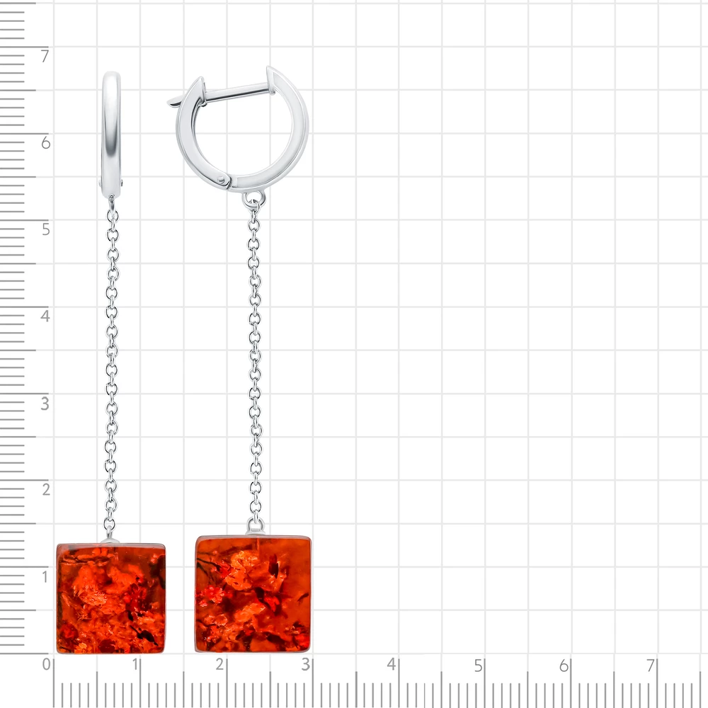 Серьги с янтарем из серебра 925 пробы 2