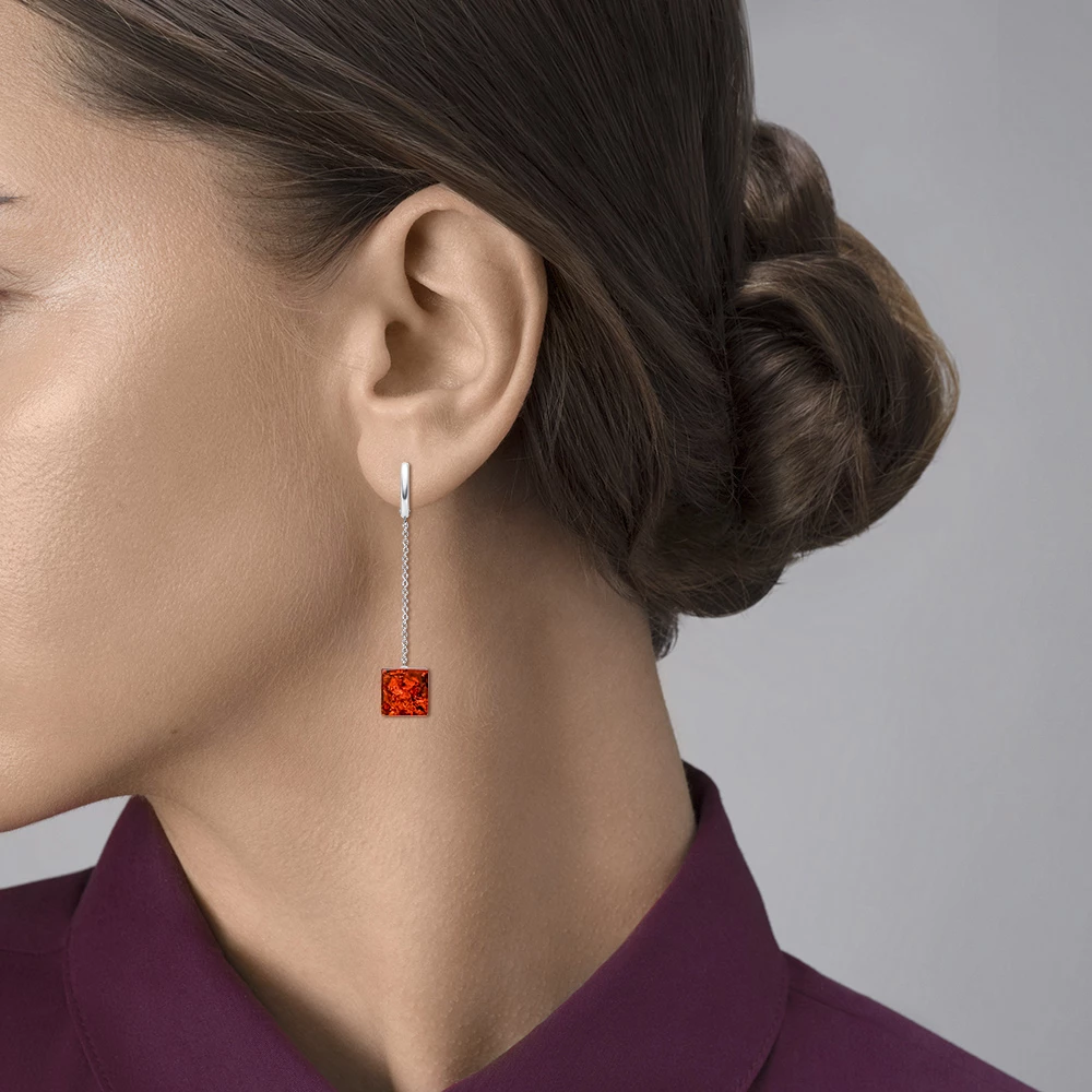 Серьги с янтарем из серебра 925 пробы 3