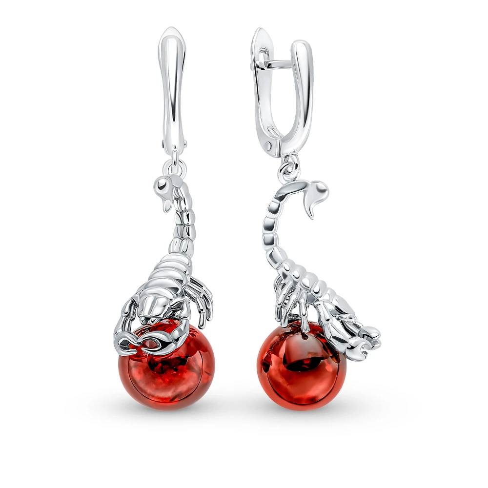 Серьги с янтарем из серебра 925 пробы 1