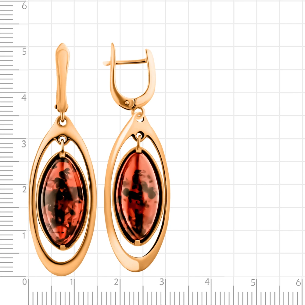 Серьги с янтарем из серебра 925 пробы 2