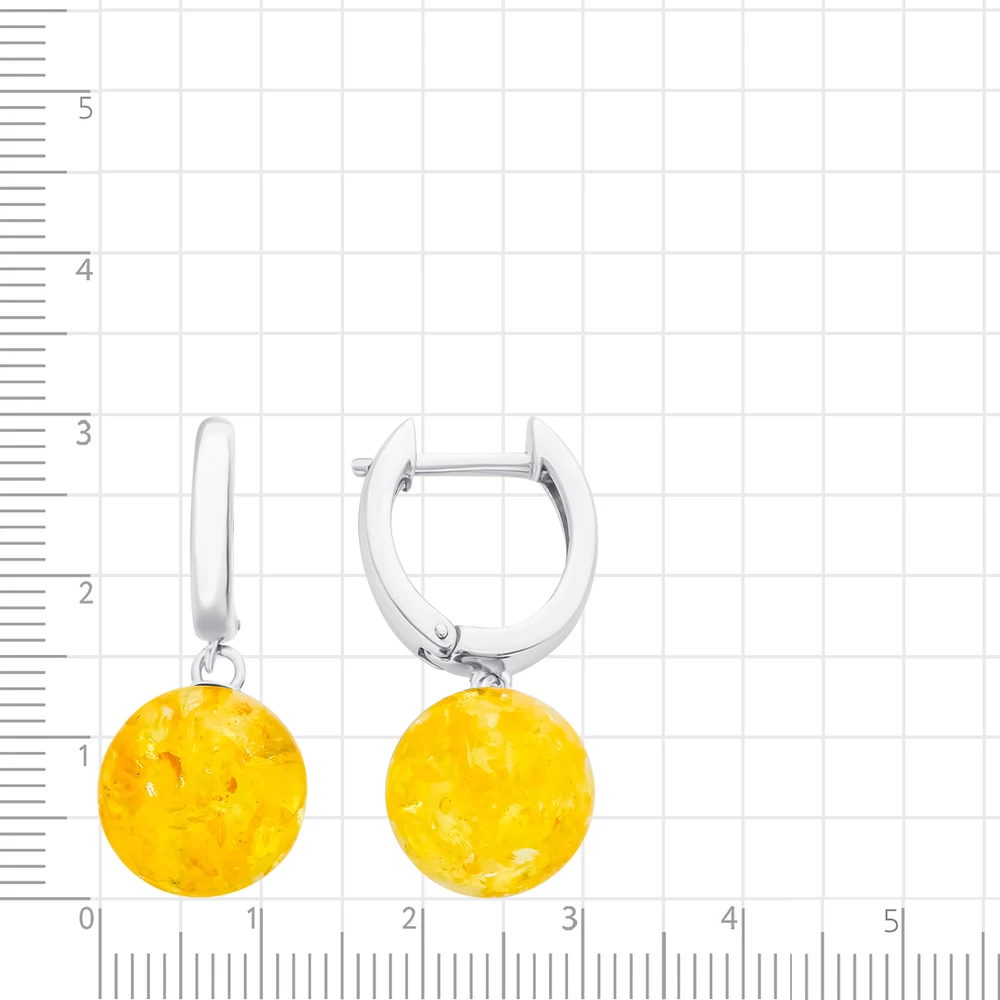 Серьги с янтарем из серебра 925 пробы 2