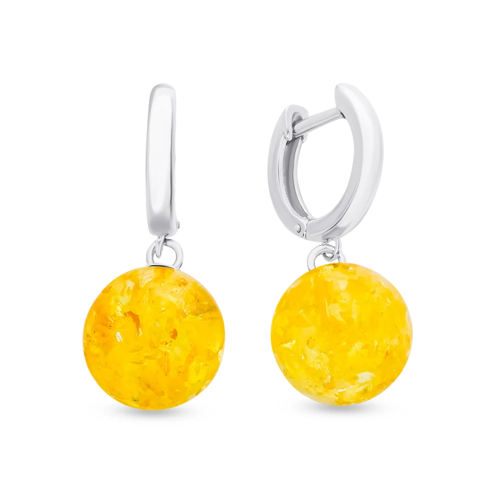 Серьги с янтарем из серебра 925 пробы 1