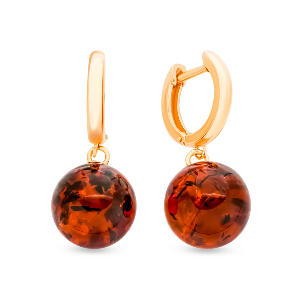 Серьги с янтарем из серебра 925 пробы 1