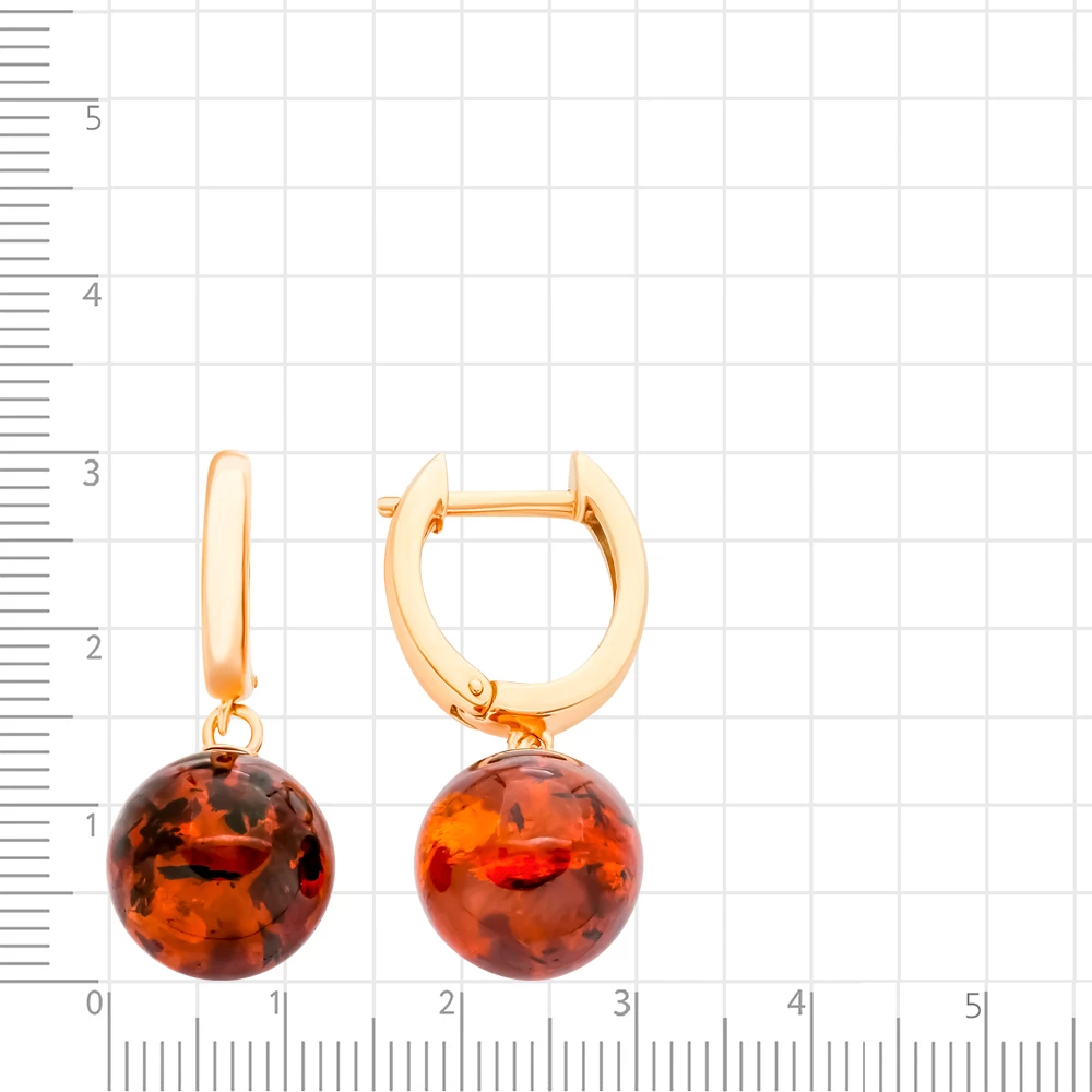Серьги с янтарем из серебра 925 пробы 2