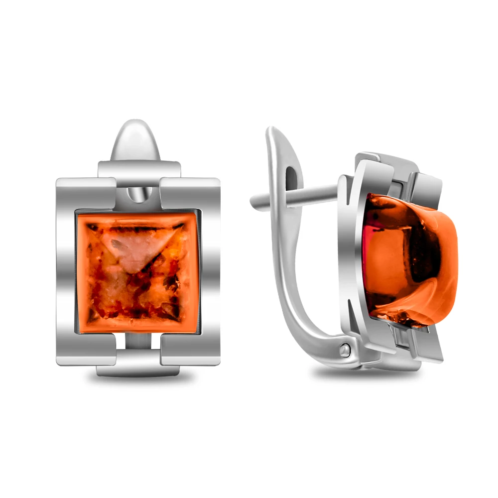 Серьги с янтарем из серебра 925 пробы 1