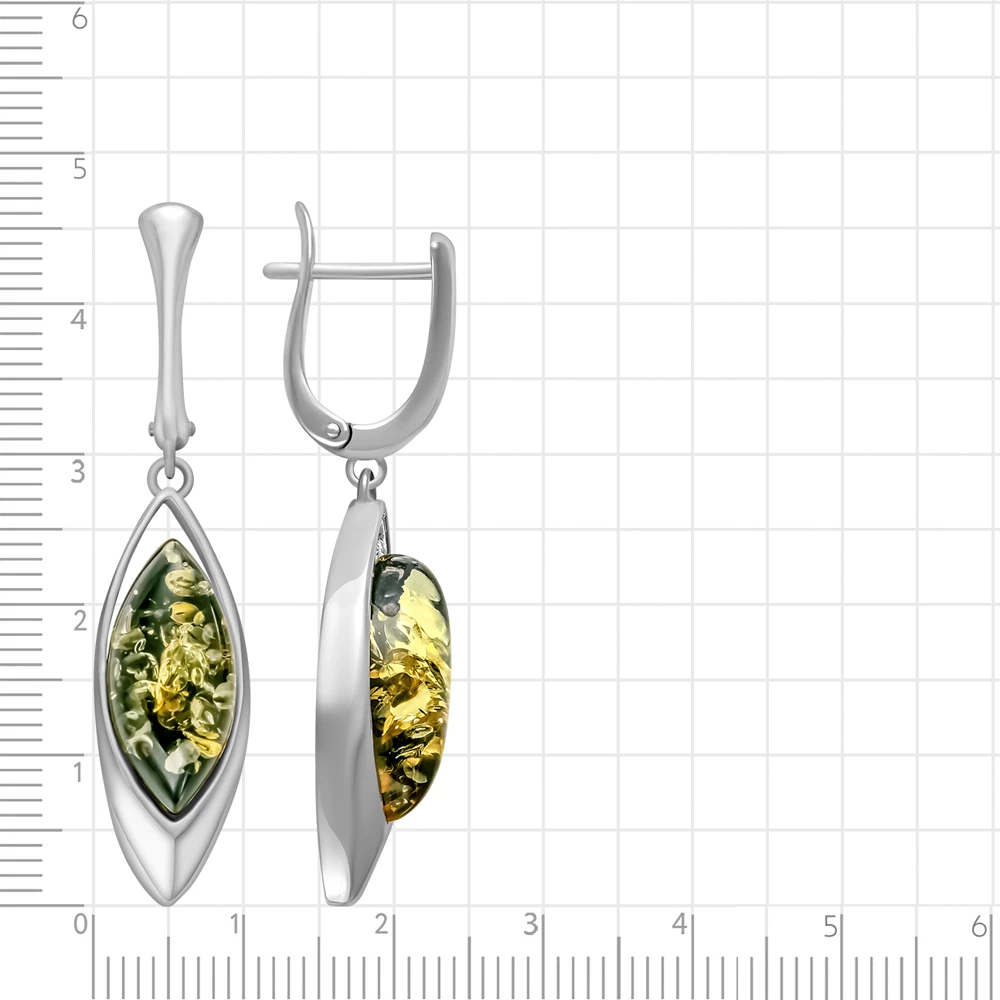 Серьги с янтарем из серебра 925 пробы 2