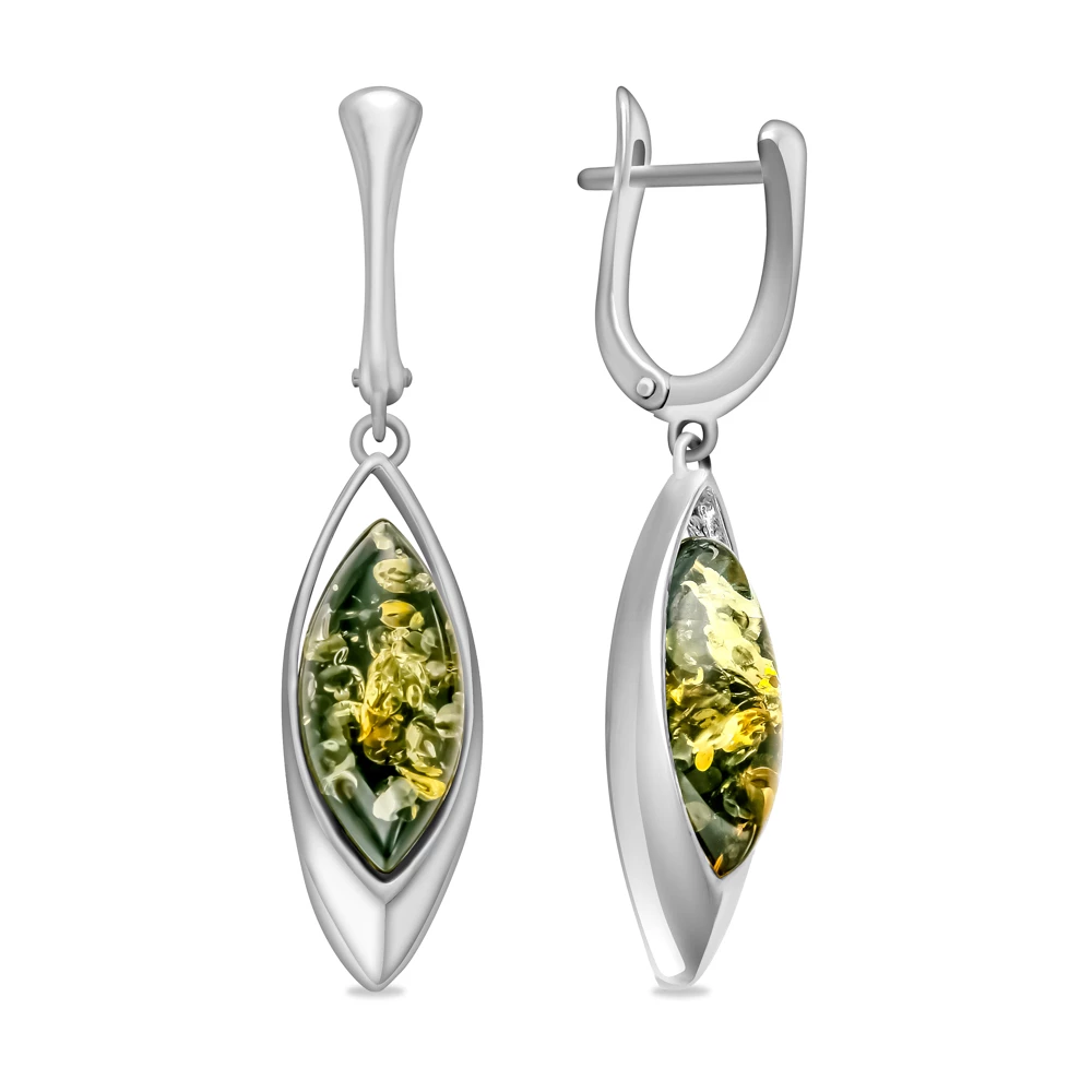 Серьги с янтарем из серебра 925 пробы 1