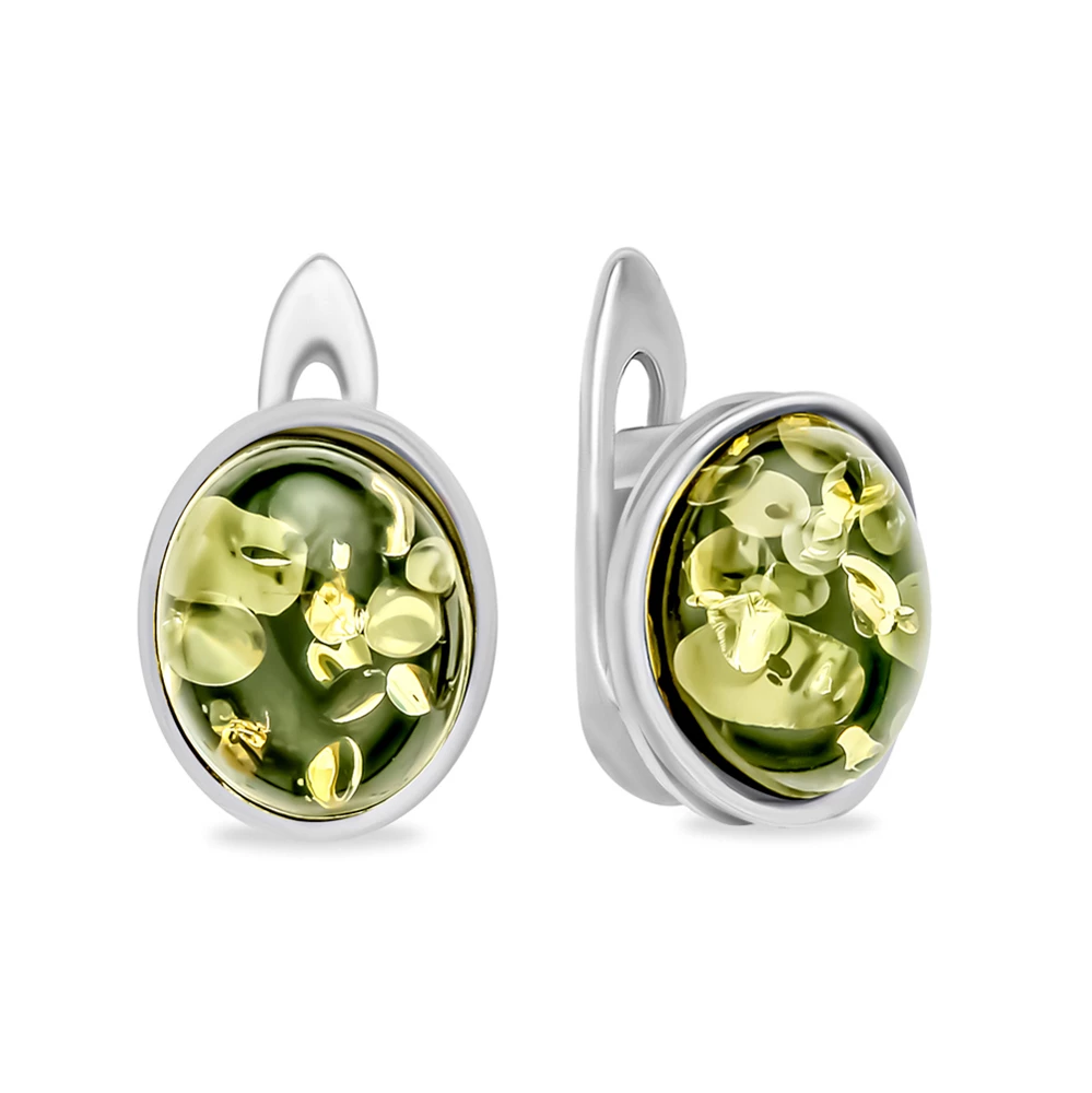 Серьги с янтарем из серебра 925 пробы 1