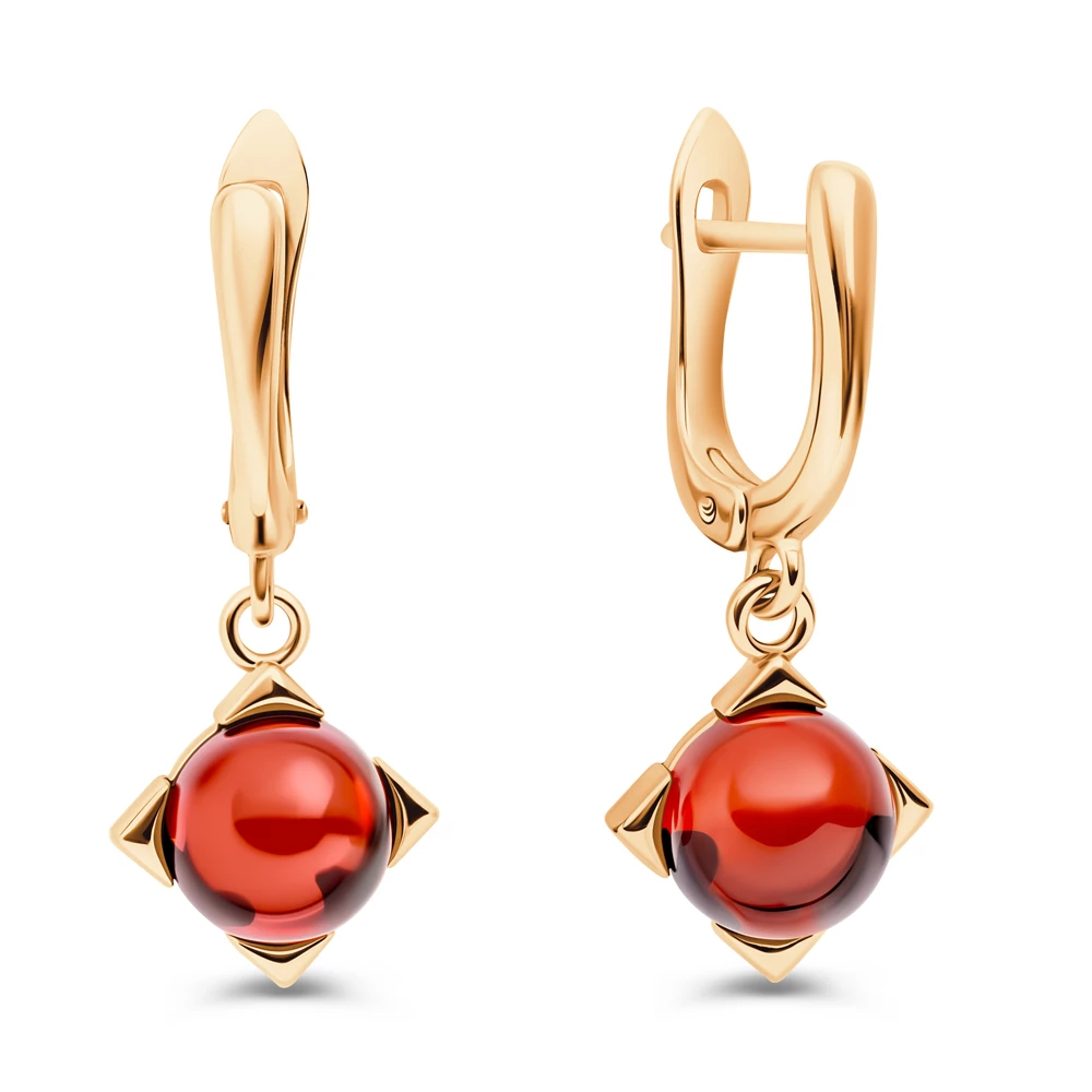 Серьги с янтарем из серебра 925 пробы