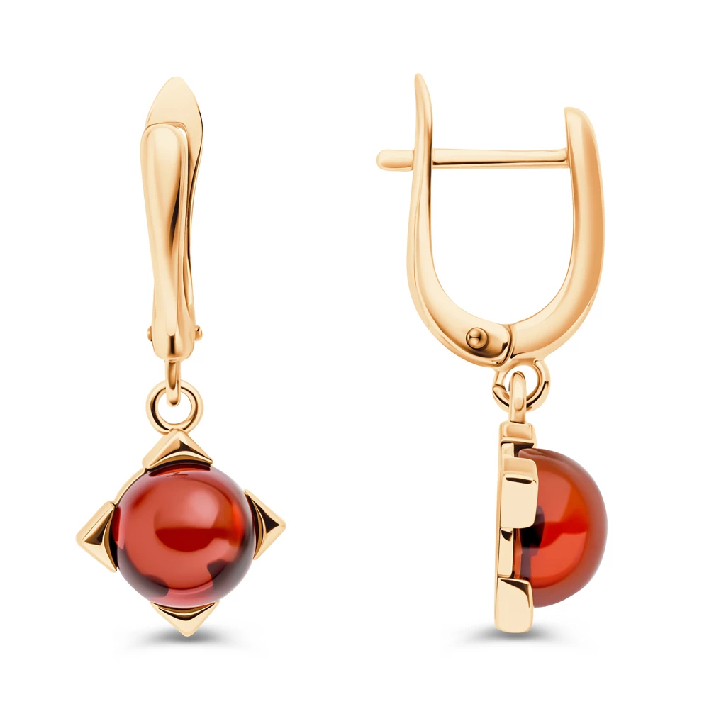 Серьги с янтарем из серебра 925 пробы