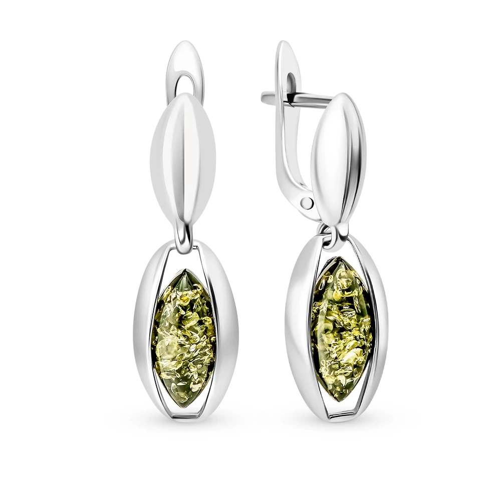 Серьги с янтарем из серебра 925 пробы 1
