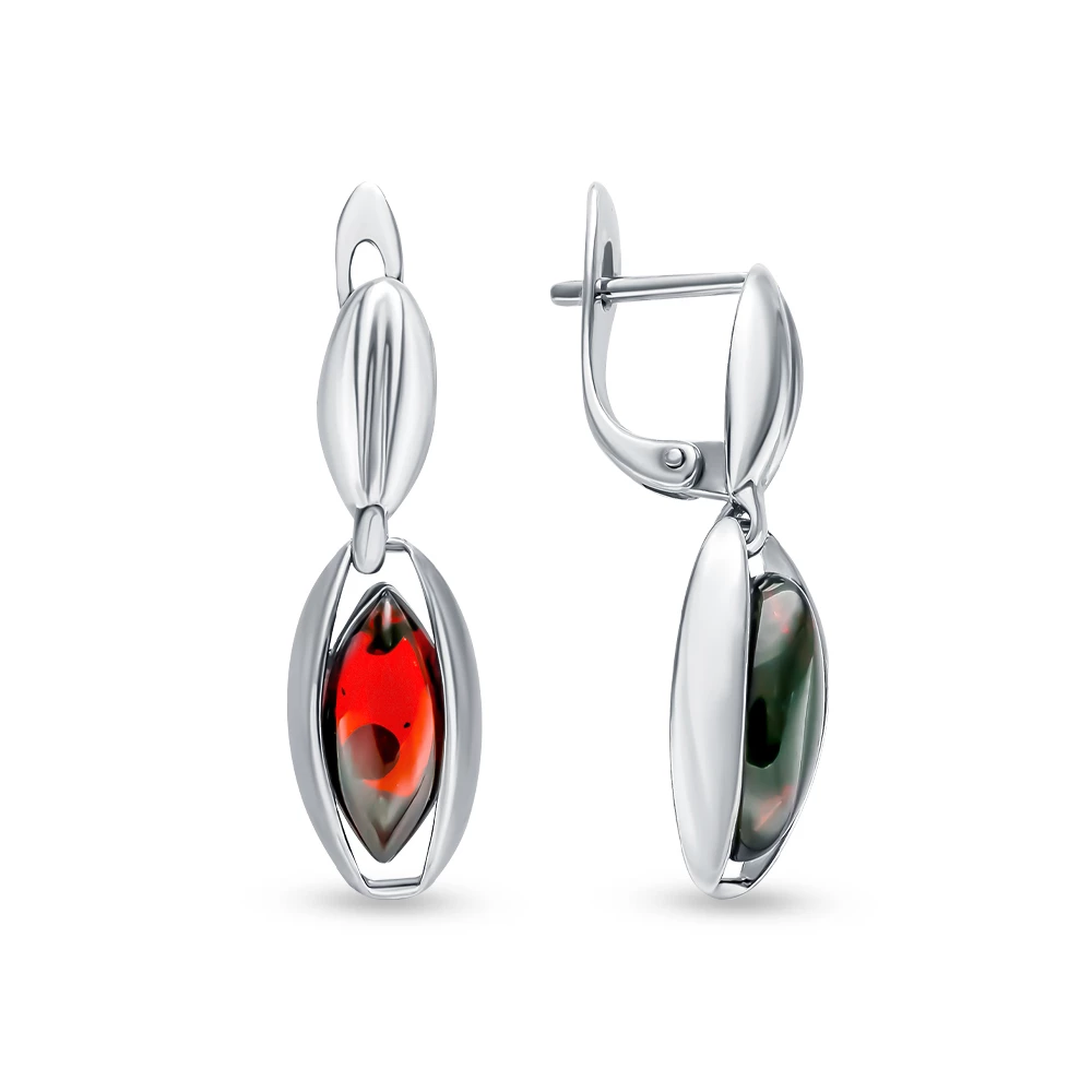 Серьги с янтарем из серебра 925 пробы 1