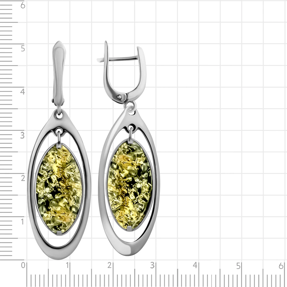 Серьги с янтарем из серебра 925 пробы 2