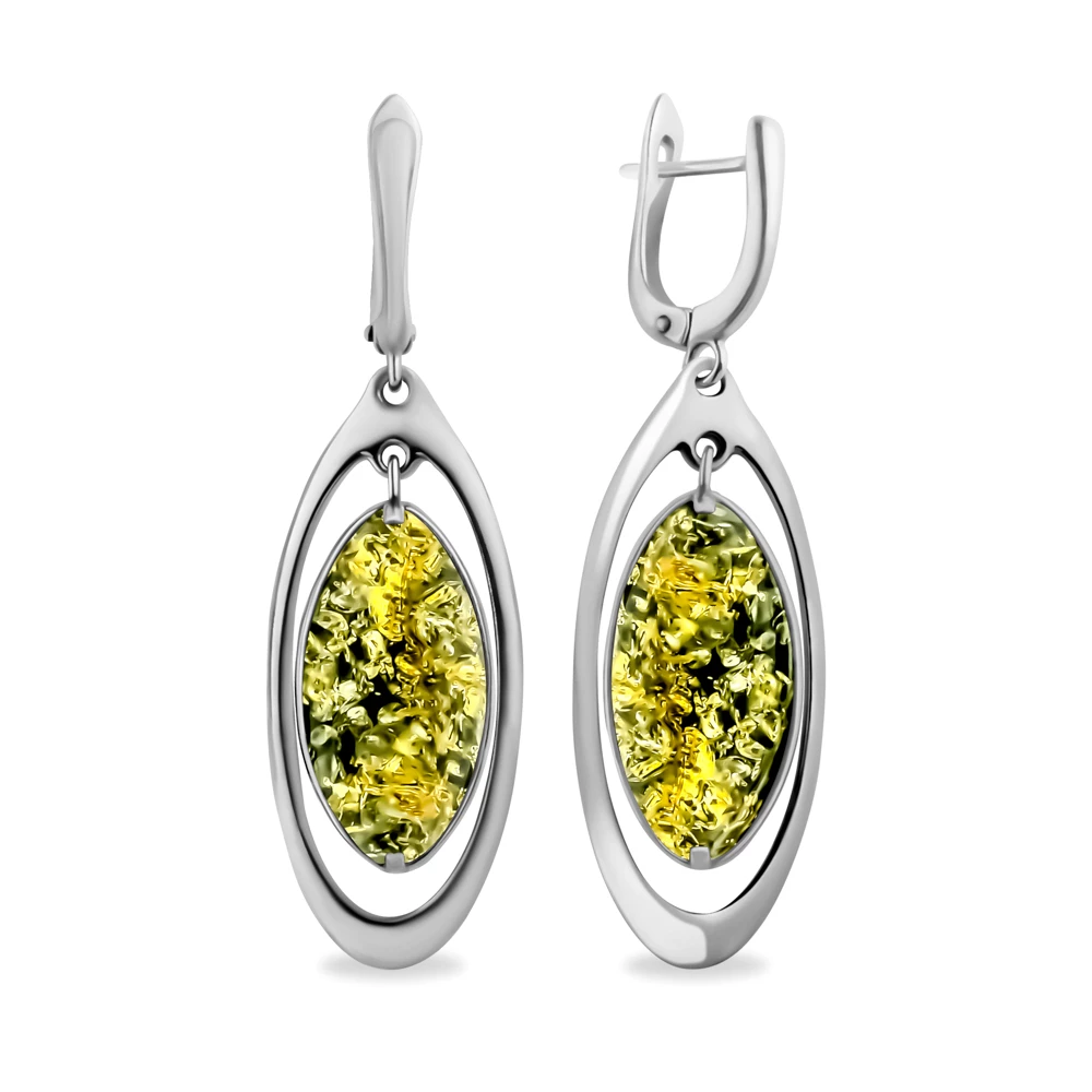 Серьги с янтарем из серебра 925 пробы 1