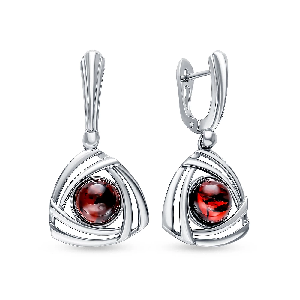 Серьги с янтарем из серебра 925 пробы 1