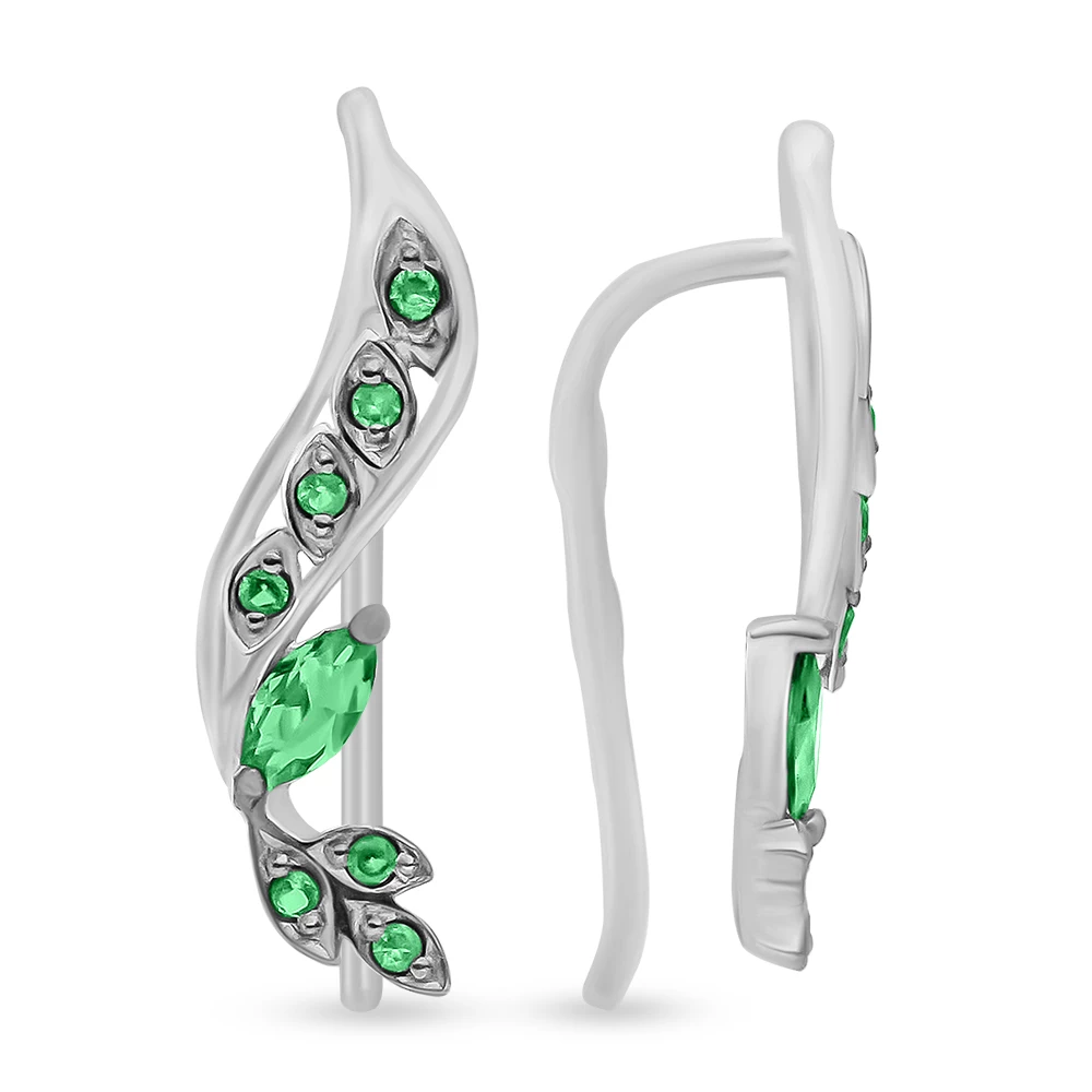 Серьги с фианитами из серебра 925 пробы 1