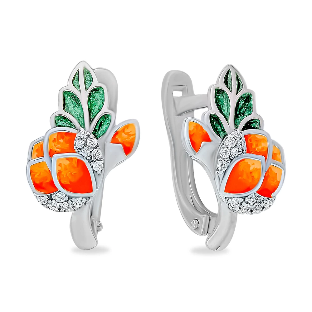 Серьги с фианитами из серебра 925 пробы 1