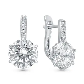 Серьги с фианитами из серебра 925 пробы