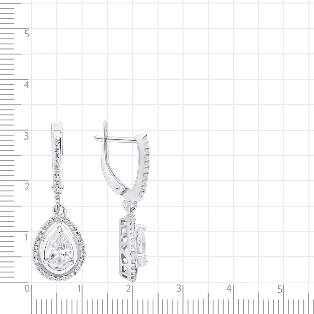 Серьги с фианитами из серебра 925 пробы