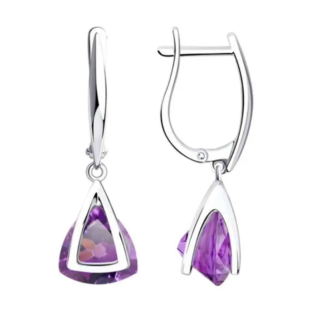 Серьги с ситаллами из серебра 925 пробы