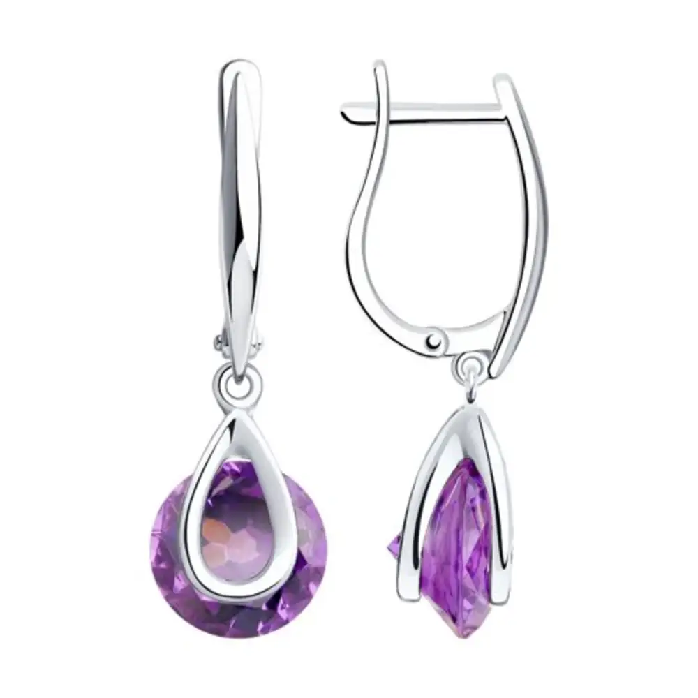 Серьги с ситаллами из серебра 925 пробы